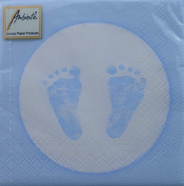 Serviette Fußabdruck Baby blau